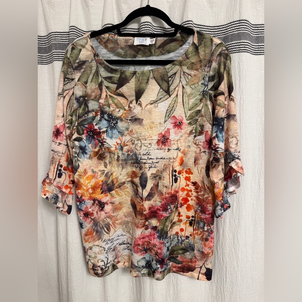Time and Tru Multicolor Floral Blouse